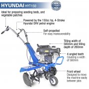 Hyundai HYT150 150cc 4-Stroke Petrol Garden Tiller / Cultivator / Rotavator